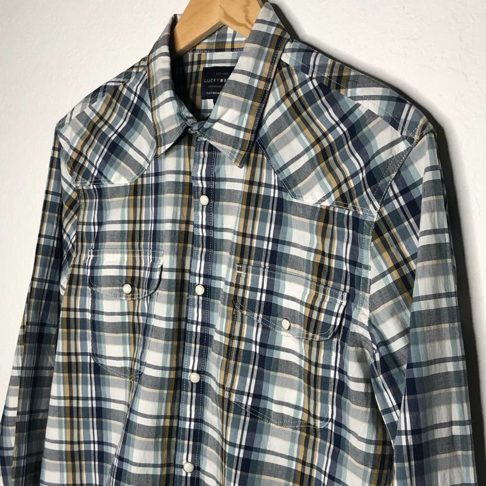 -Lucky Brand Men's Long Sleeve Santa Fe Western Shirt NWT M - Picture 1 of 10